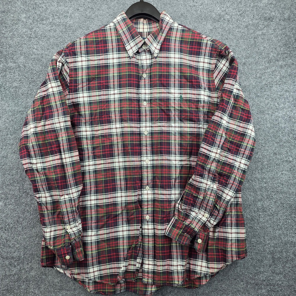 Ralph Lauren Plaid Button Down Shirt Men's XL Long Sleeve Green Pony Logo - Picture 1 of 9